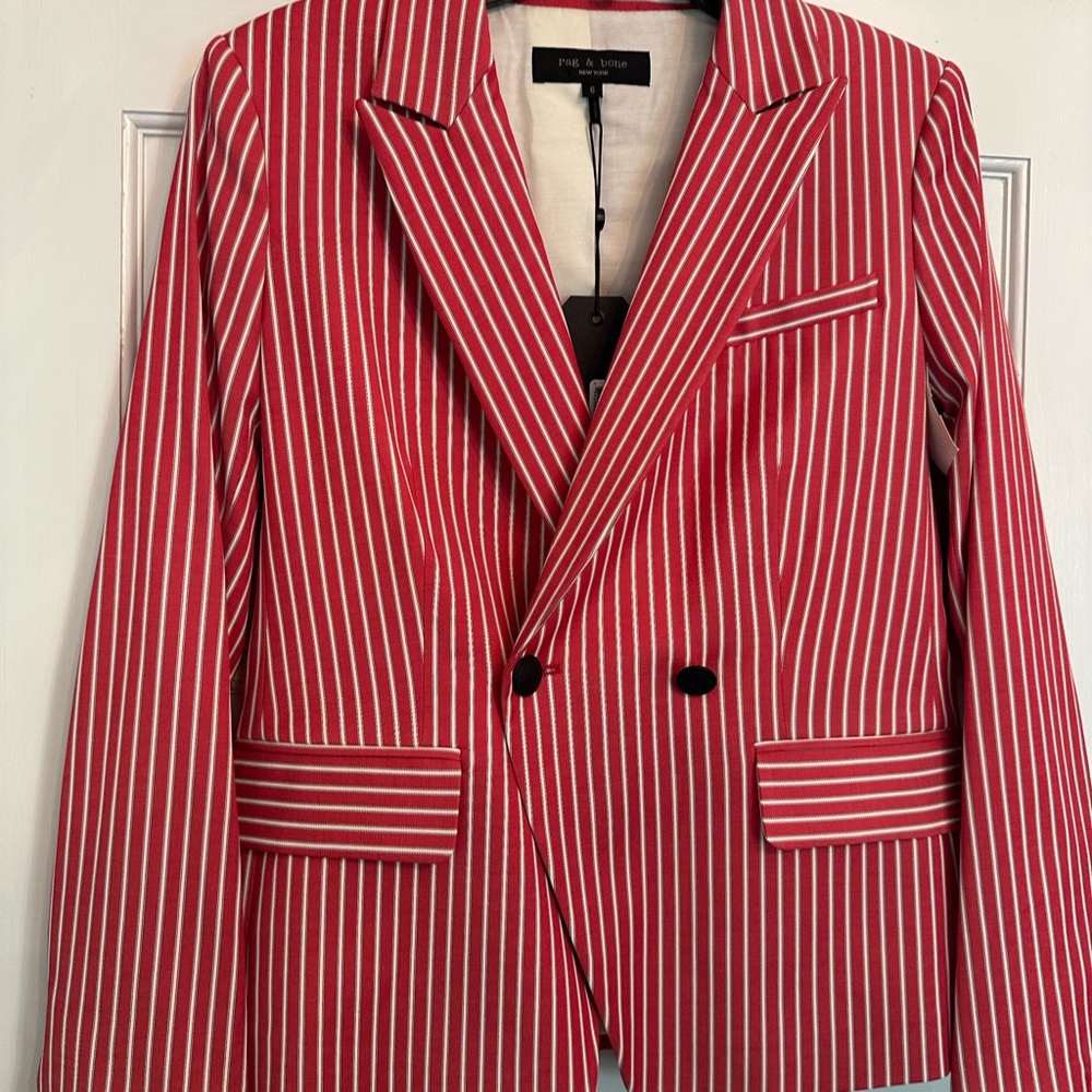 Rag & Bone Striped Red and White Blazer